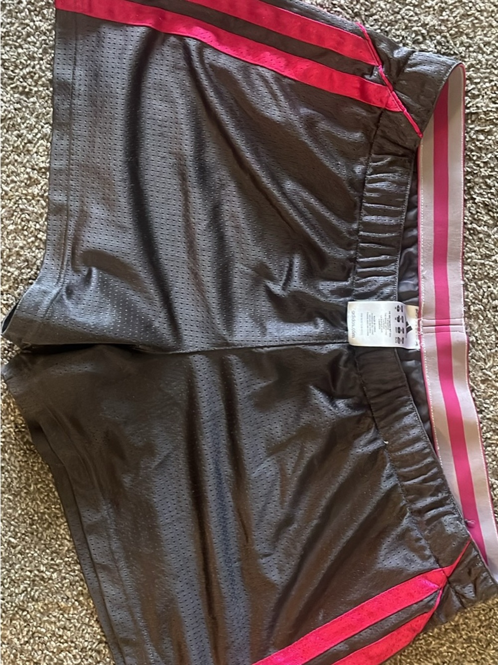 adidas Women's Dark Gray Athletic Shorts with Pink Trim
